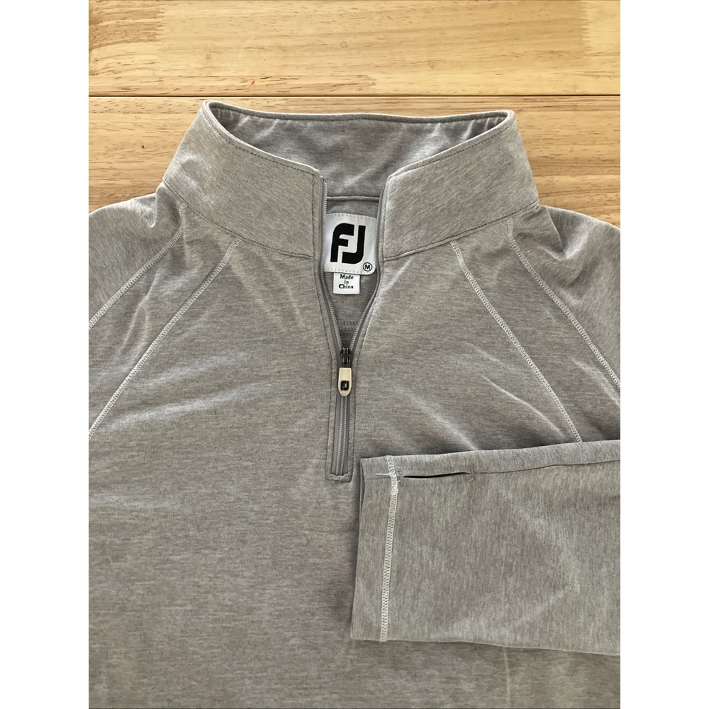FootJoy Golf 1/4 Zip Pullover Tempo Series Mens Medium Gray Nylon Jacket Spandex